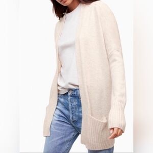 Talula Open-Front Cardigan Sweater, Angora & Cashmere Blend, Cream, Size Small